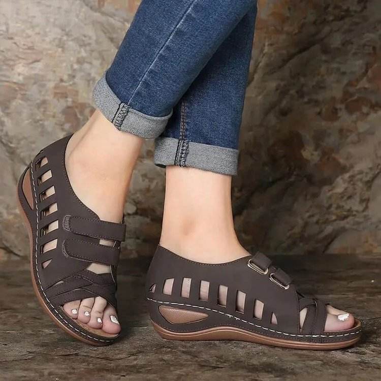 Solid color hollow women sandals - Mubimart