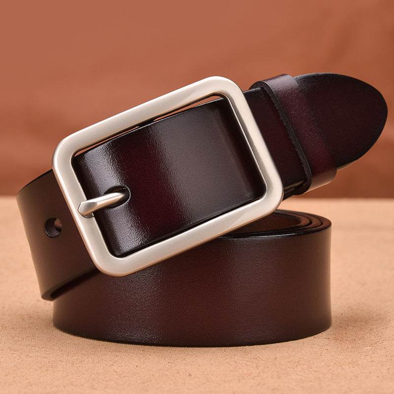 Leather belt buckle belt - Mubimart