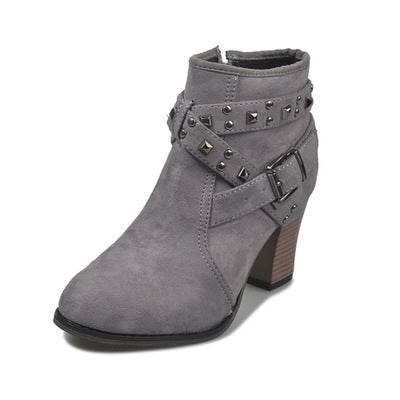Studded High Heel Booties - Mubimart