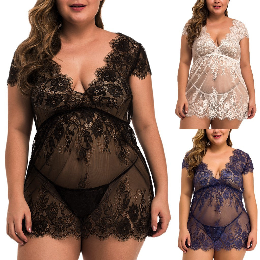 Full size sexy lingerie full lace - Mubimart -  