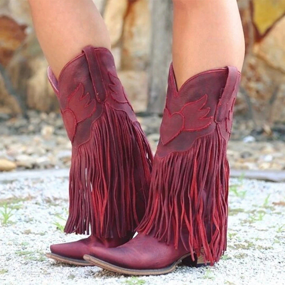 Vintage tassel over the knee boots