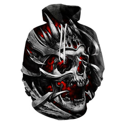 All kinds of fancy scary skull print hoodies