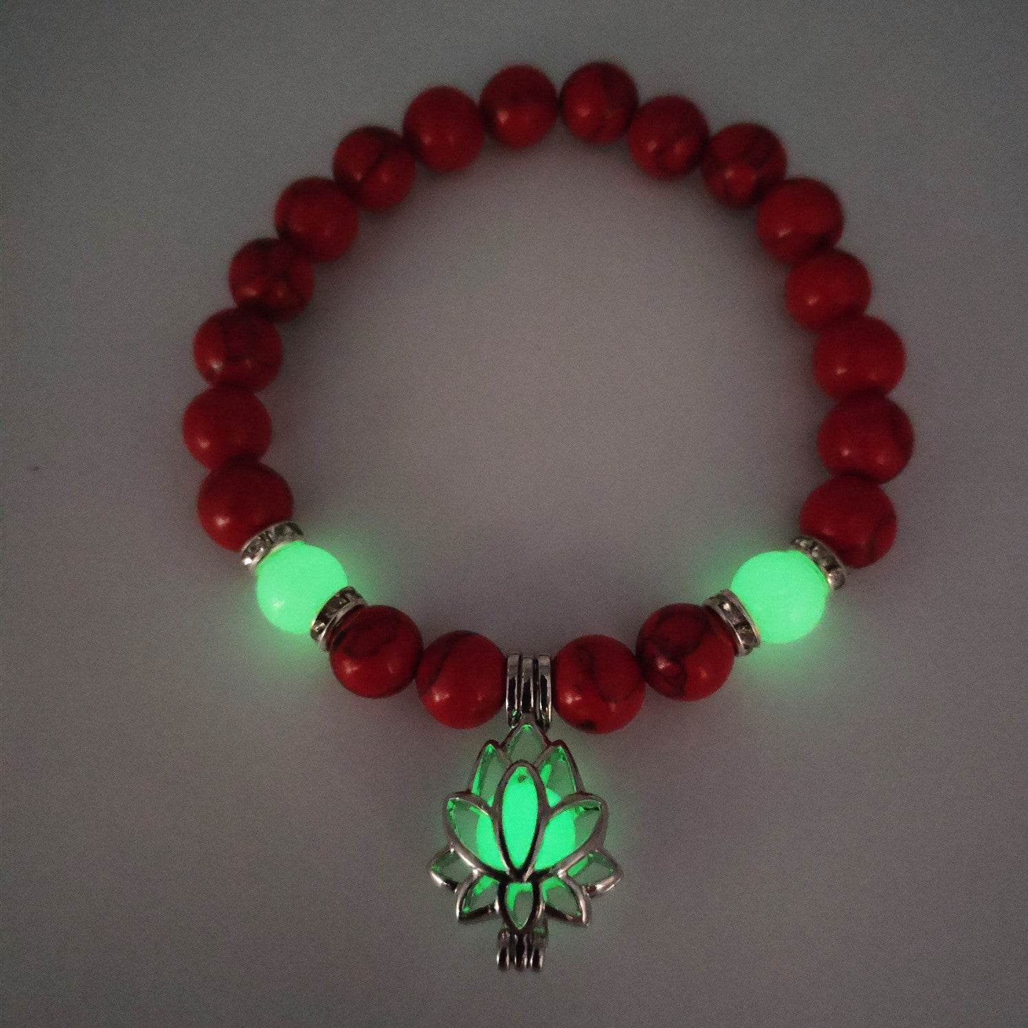 Energy Luminous Lotus Natural Stone Bracelet Yoga Healing Luminous Glow In The Dark Charm Beads Bracelet For Men Women Prayer Buddhism - Mubimart