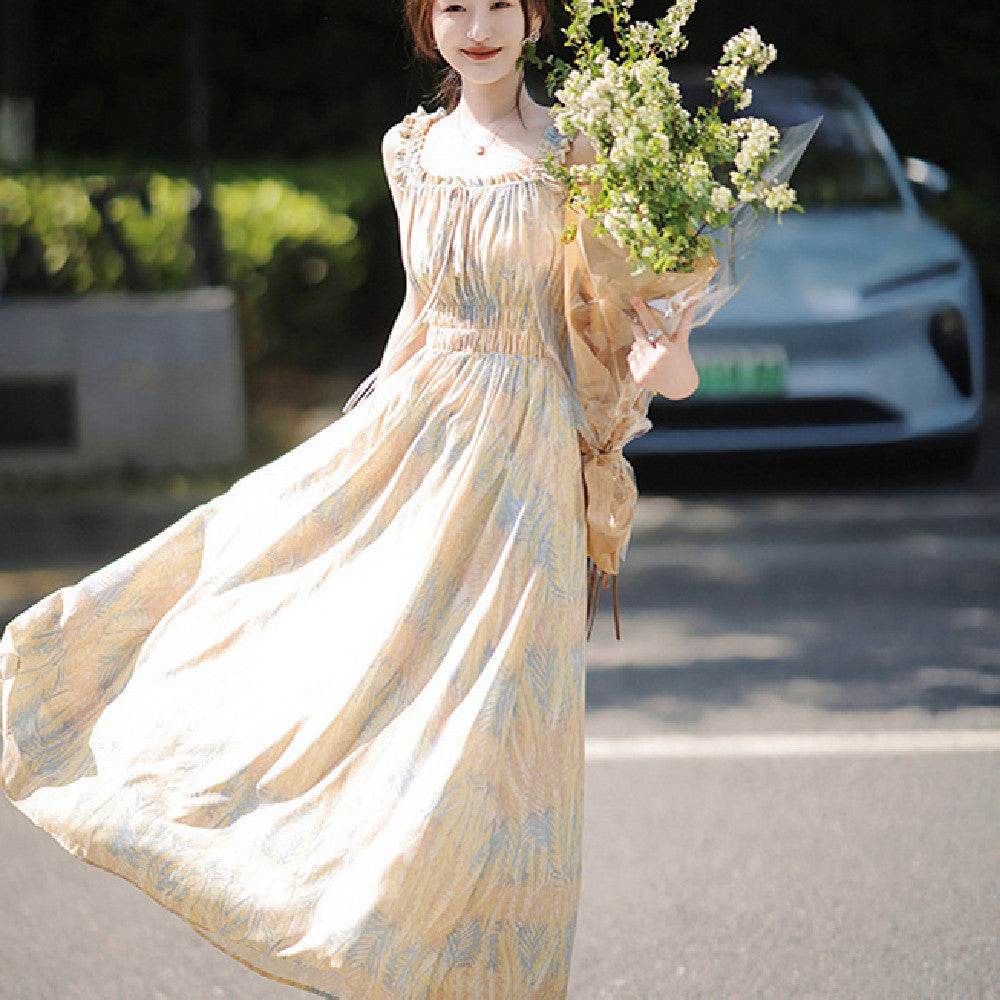 Floral Slip Dress Stringy Selvedge Dress Women - Mubimart