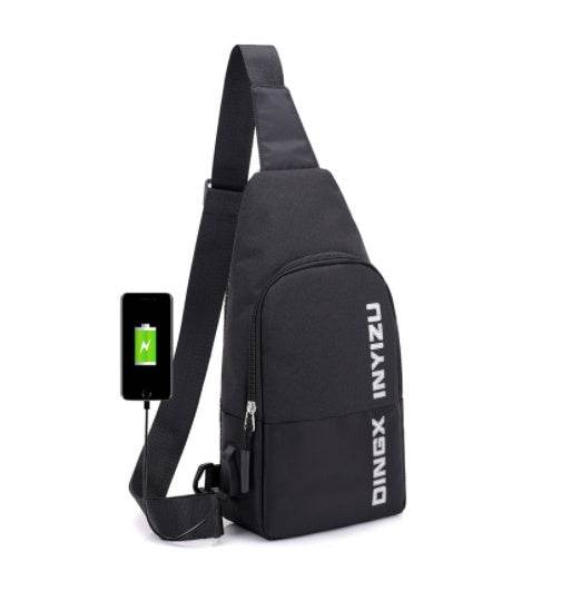 Contrast Stitching Mens Casual Sports Waterproof Chest Bag- Deep Blue - Mubimart