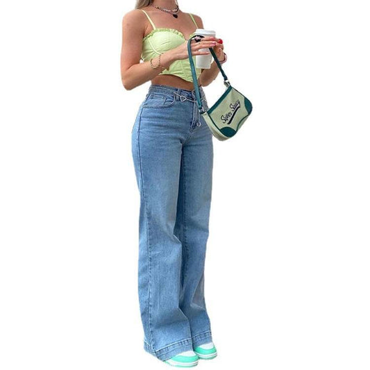 Women's Jeans Mid-rise Blue Commuter Bootcut Pants - Mubimart