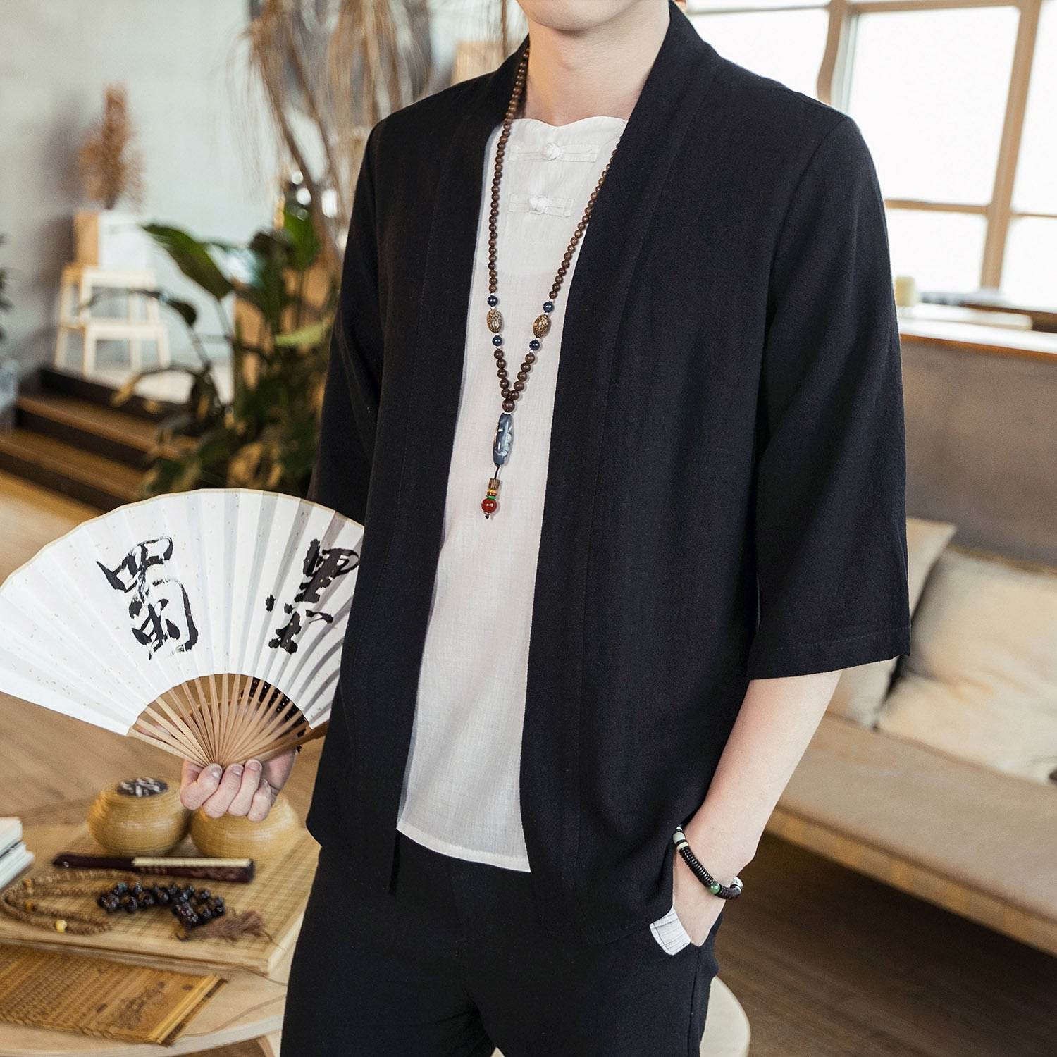 Linen Jushi Solid Color Cotton And Linen Shirt - Mubimart