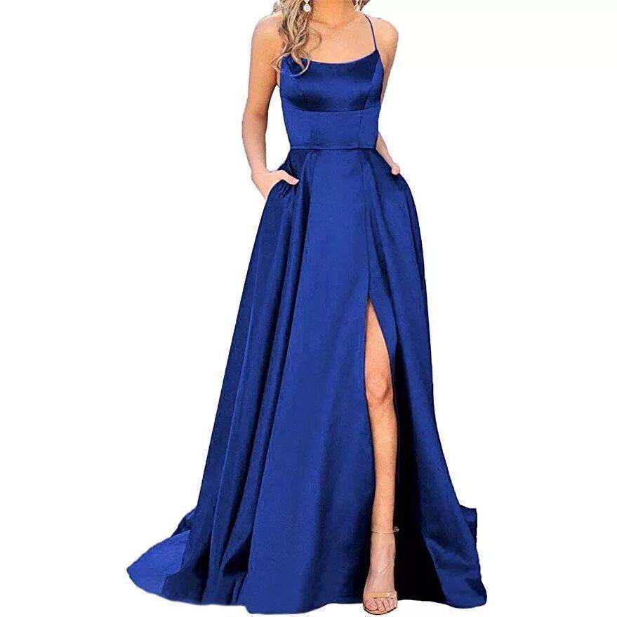 Sleeveless Split Prom Evening Dress New - Mubimart