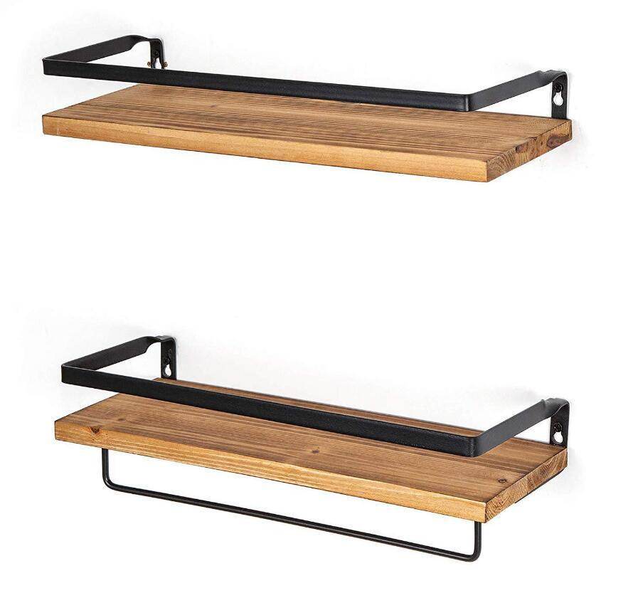 Bathroom Wall-mounted Floating Shelf With Towel Bar - Mubimart