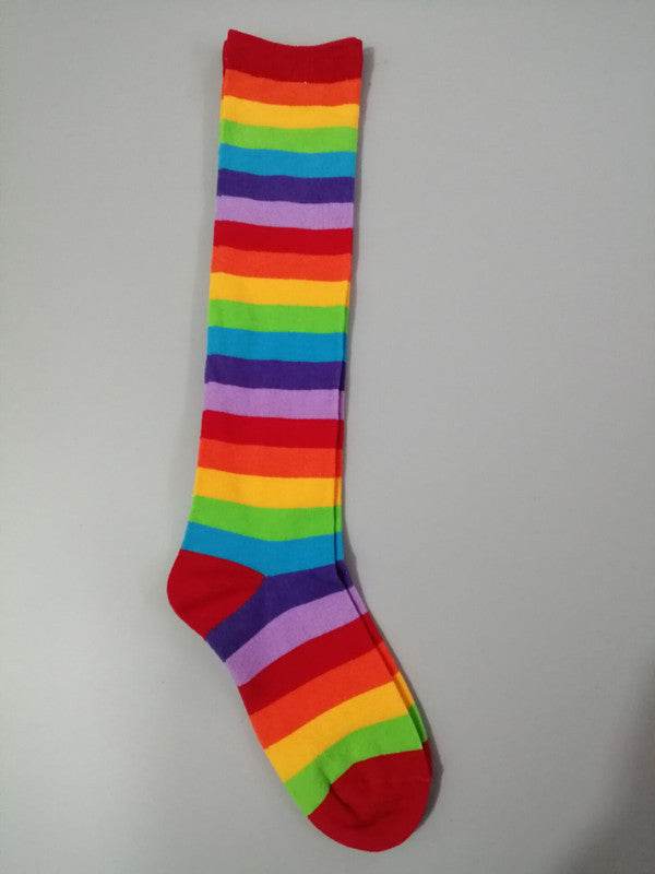 Cotton Colorful Tube Socks Knee Length Rainbow - Mubimart