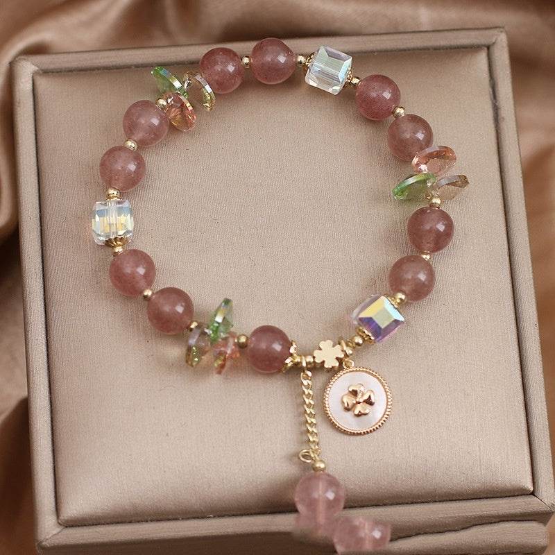 Strawberry Quartz Beaded Bracelet For Women - Mubimart