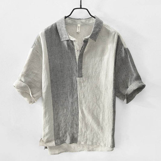 Linen Shirt Men's Short Sleeves - Mubimart