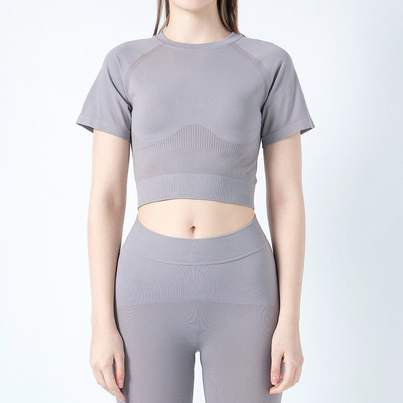 Sew Knit Solid Color Yoga Workout Top - Mubimart - Workout Top 