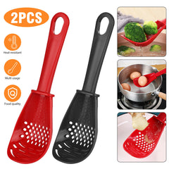 2PCS Kitchen Cooking Spoon Tool Multifunction Scoop Soup Skimmer Heat Resistant Kitchen Cooking Spoon - Mubimart - Cooking Spoon 