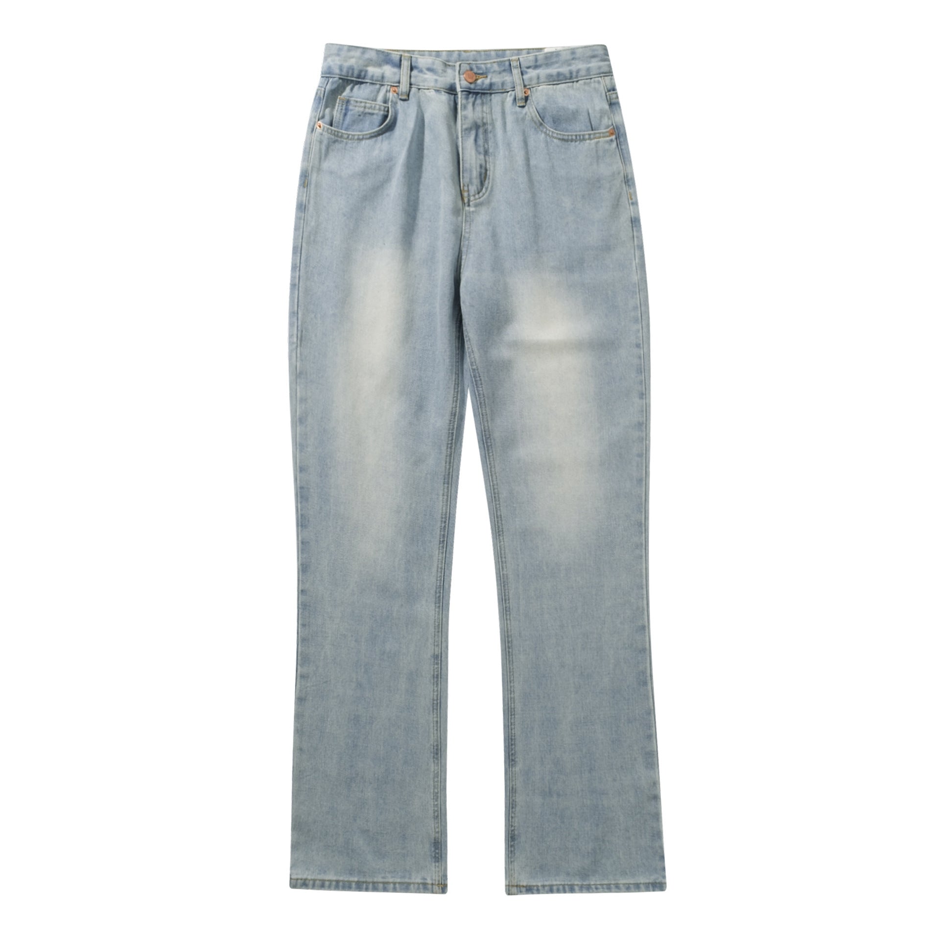 Eisblaue High Street Jeans-Bootcut-Hose im Used-Look