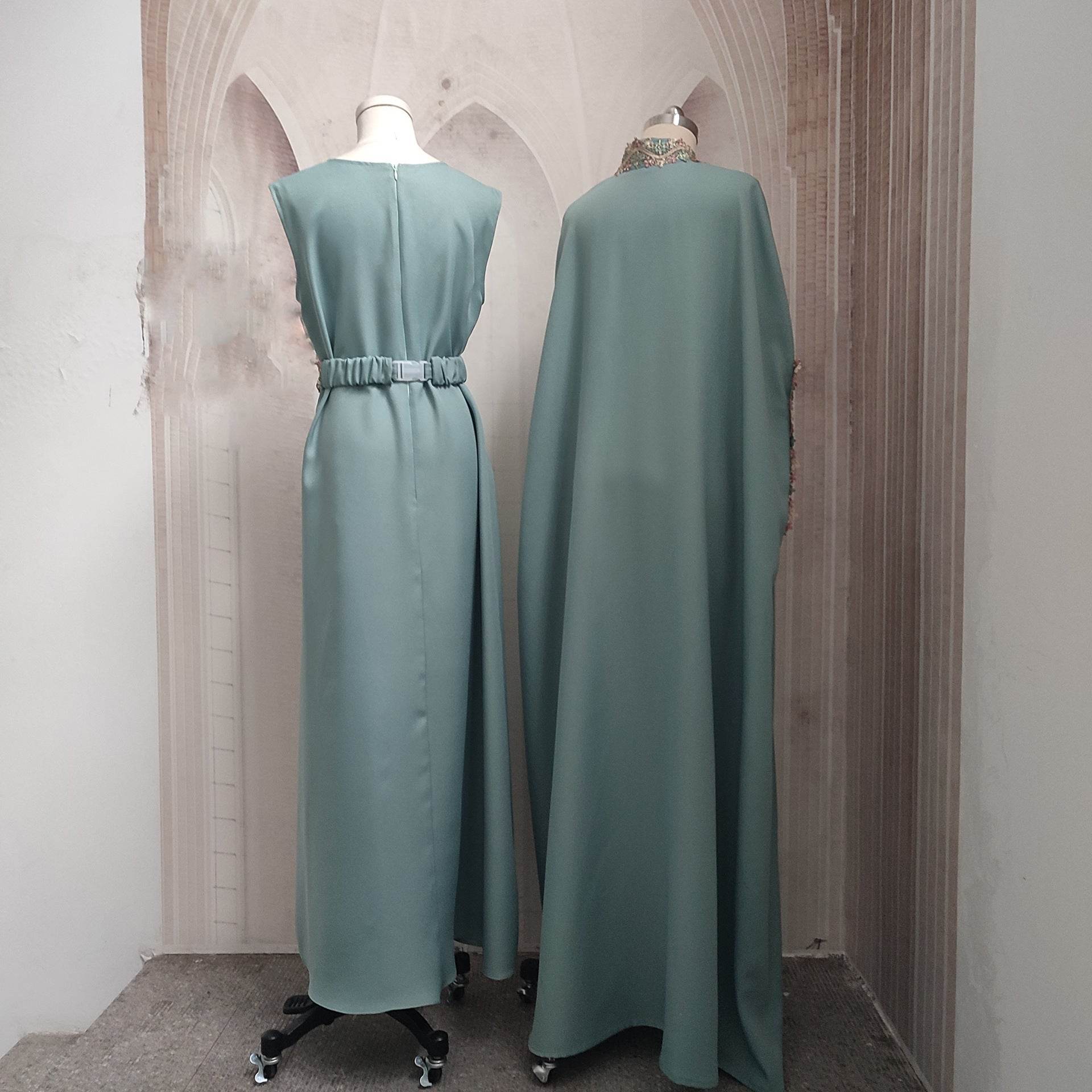 Muslim Two-piece Set Plus Size Heavy Industry With Belt Female Robe - Mubimart