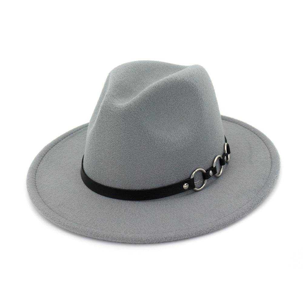 60cm Woolen Hat Gentleman Fedora Hat Flat Brim Big Brim Hat - Mubimart