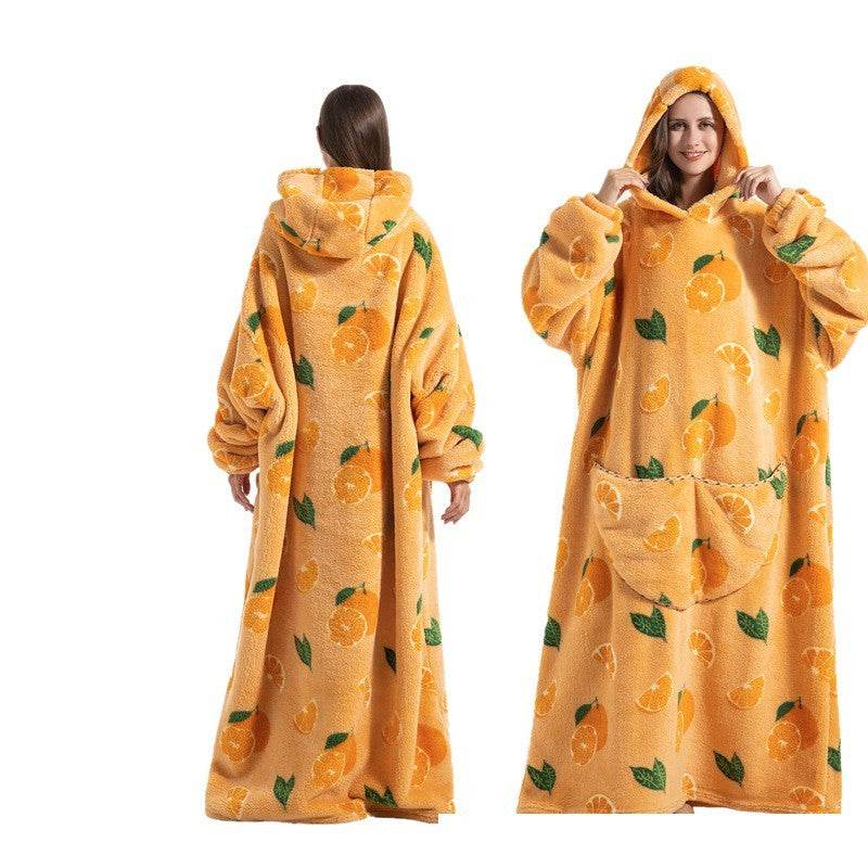 New Plus-sized Widened Homewear Lazy Blanket Warm Nightgown - Mubimart