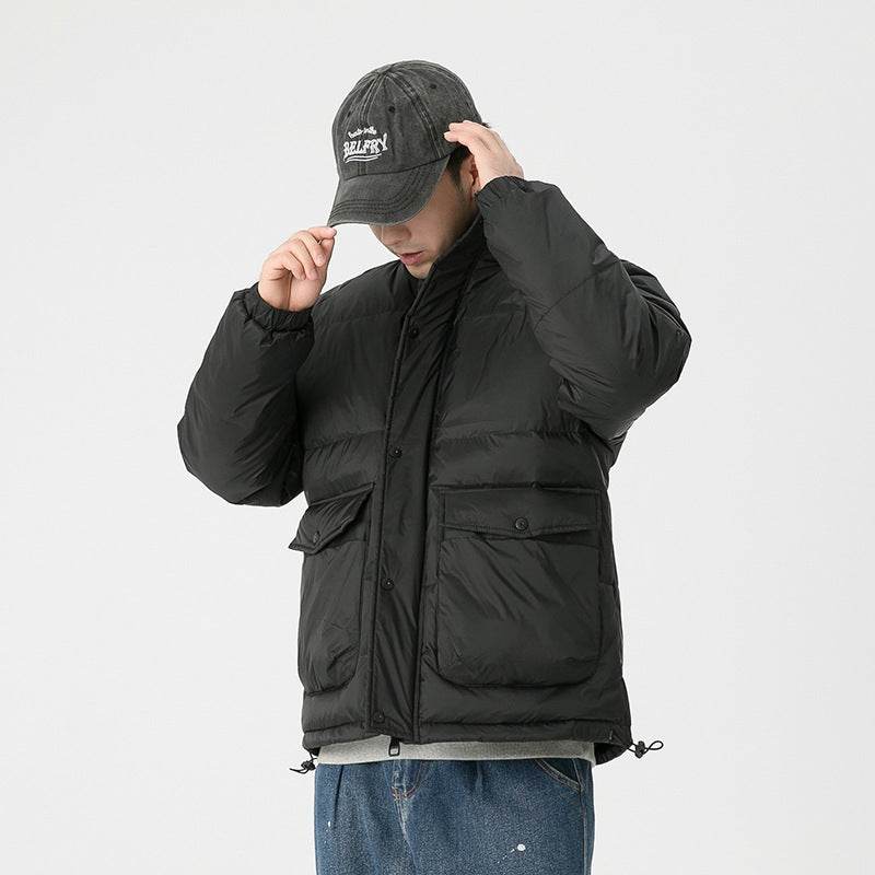 Large Size Winter White Duck Down Casual Padded Jacket - Mubimart