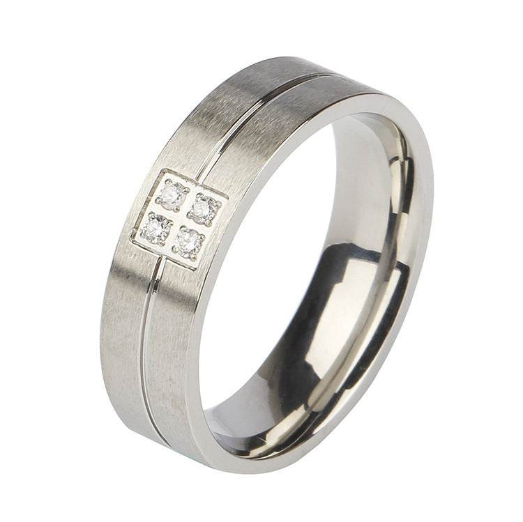 Zircon Frosted Steel Color Titanium Steel Ring Men And Women - Mubimart