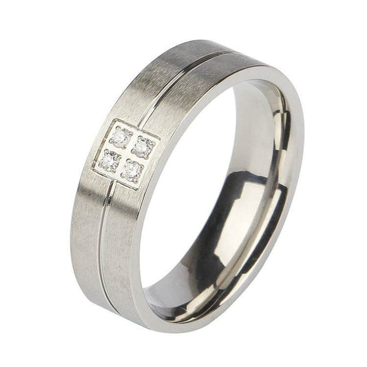 Zircon Frosted Steel Color Titanium Steel Ring Men And Women - Mubimart