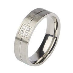 Zircon Frosted Steel Color Titanium Steel Ring Men And Women