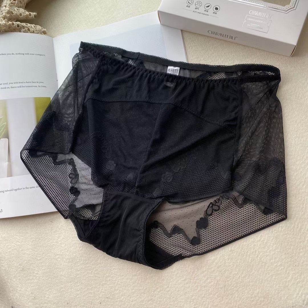 Three Pcs Boxed Women's High Waist Lace Panties - Mubimart