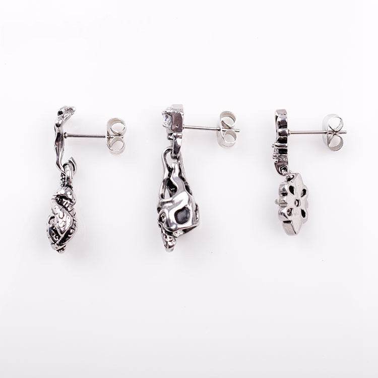 Titanium Steel Casting Ghost Head Ear Studs Men Personalized Earrings - Mubimart