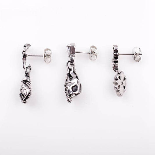 Titanium Steel Casting Ghost Head Ear Studs Men Personalized Earrings - Mubimart