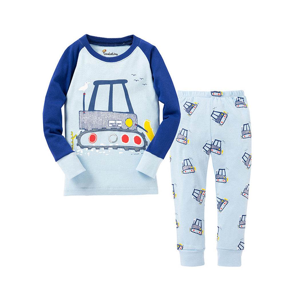 Cartoon Dinosaur Print Pajama Set - Mubimart