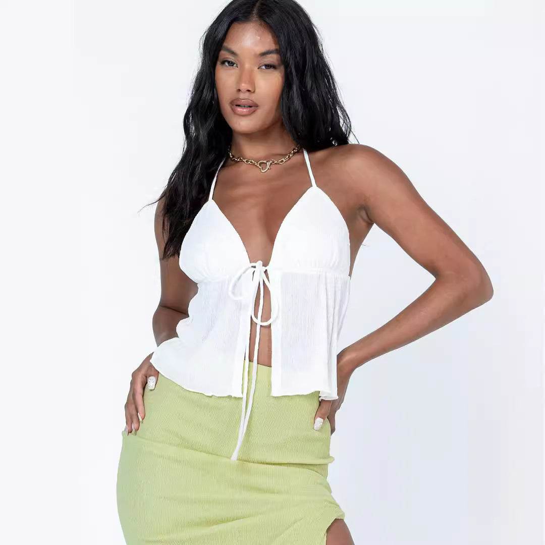 Women's Vest Camisole Sexy Lace-up Drawstring Camisole - Mubimart