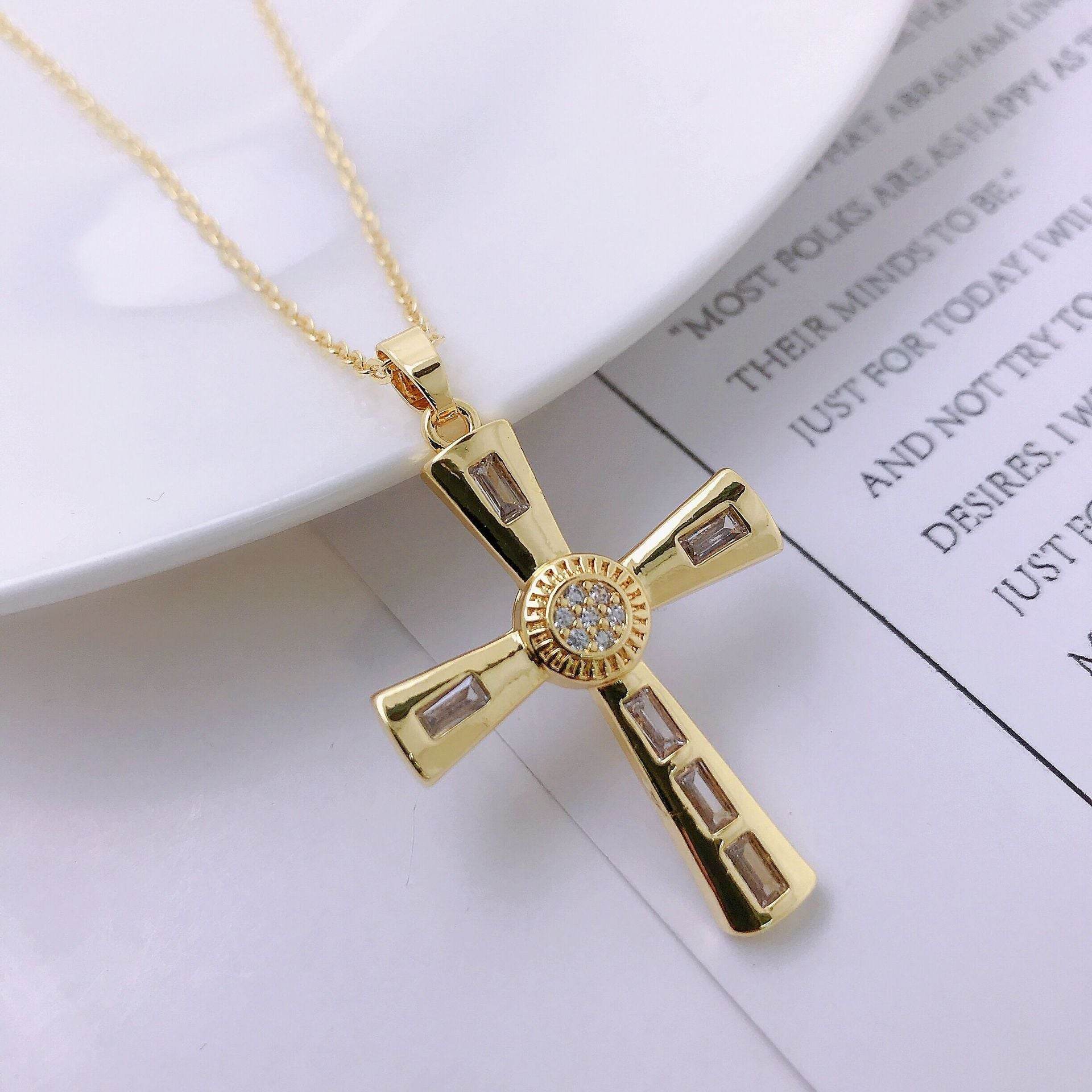 Niche Personality Hip Hop Mens Cross Necklace Pendant - Mubimart