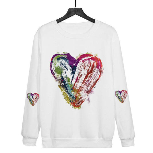 Love Ink Dye Printing Round Neck Pullover Plus Size Sweatshirt - Mubimart