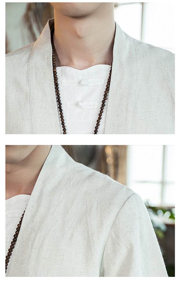Linen Jushi Solid Color Cotton And Linen Shirt - Mubimart