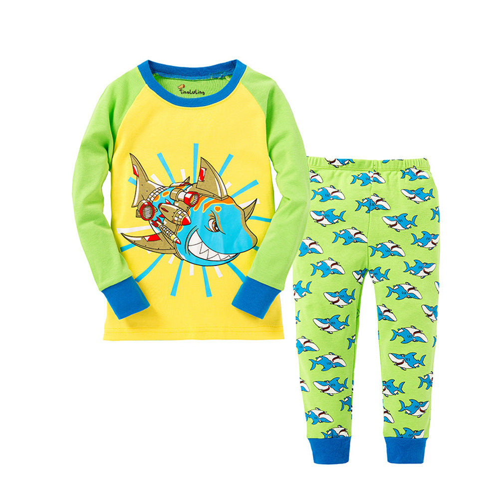 Cartoon Dinosaur Print Pajama Set - Mubimart -  