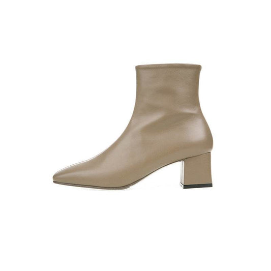 Women's Square Toe Thick Heel Martin Boots - Mubimart