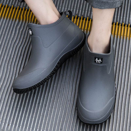 Men's Plus Fleece Warm Short Rain Boots - Mubimart