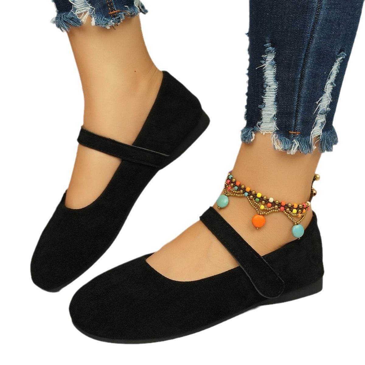 Soft Work High Heel Black Cloth Shoes - Mubimart