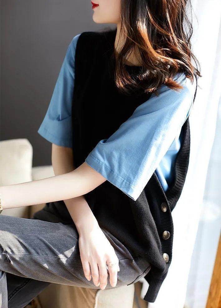 Plus Size Women's Sleeveless Vest Knit Sweater Crew Neck - Mubimart