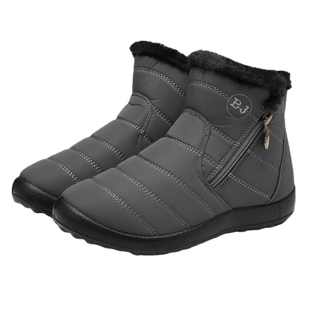 Umbrella Cloth Snow Boots Side Zipper Cotton Boots Mid-calf Waterproof Snow Boots - Mubimart