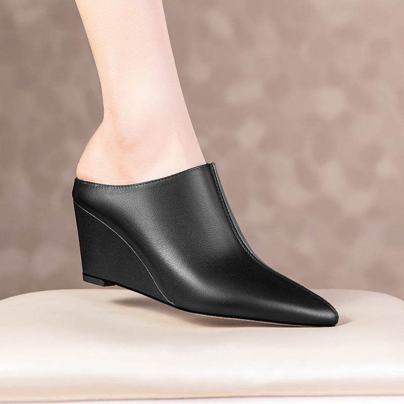 Pointed Toe Wedge Flat Shoes Shoe Covers Foot Mules - Mubimart