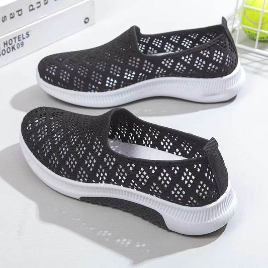 Summer Hollow Breathable Flat Bottom Comfort Casual Shoes - Mubimart