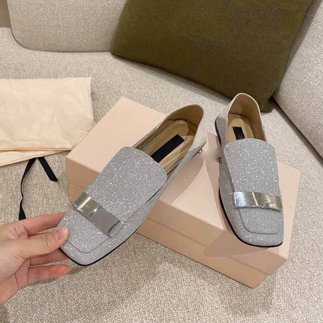 Square Toe Flat Single Shoes Step On Heel Two Wear Loafers Women - Mubimart