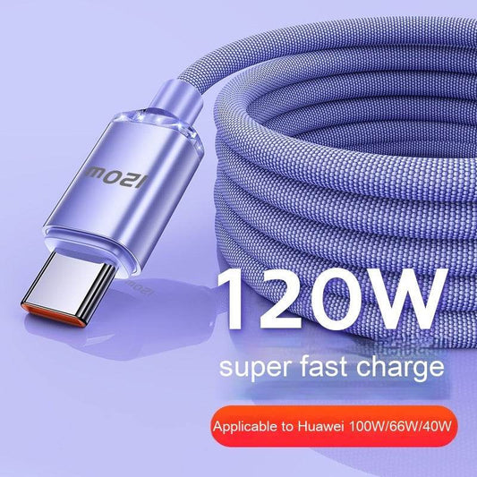 120W Data Cable Type-C Mobile Phone Charging Cable - Mubimart