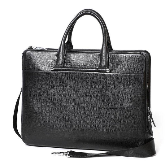 Men's Large Capacity Leather Briefcase - Mubimart