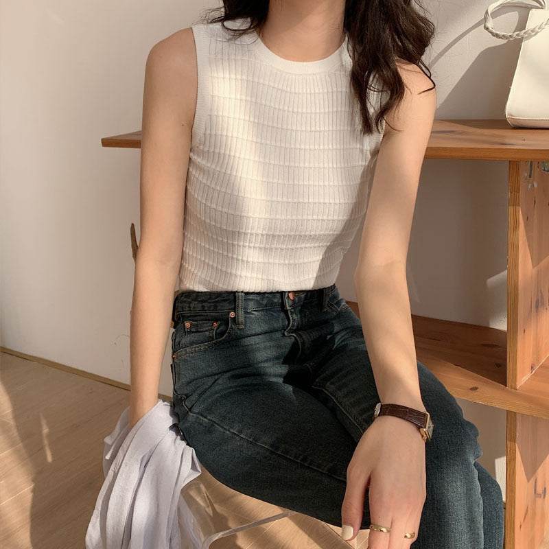 Women's Camisole Knit Bottom Sleeveless - Mubimart