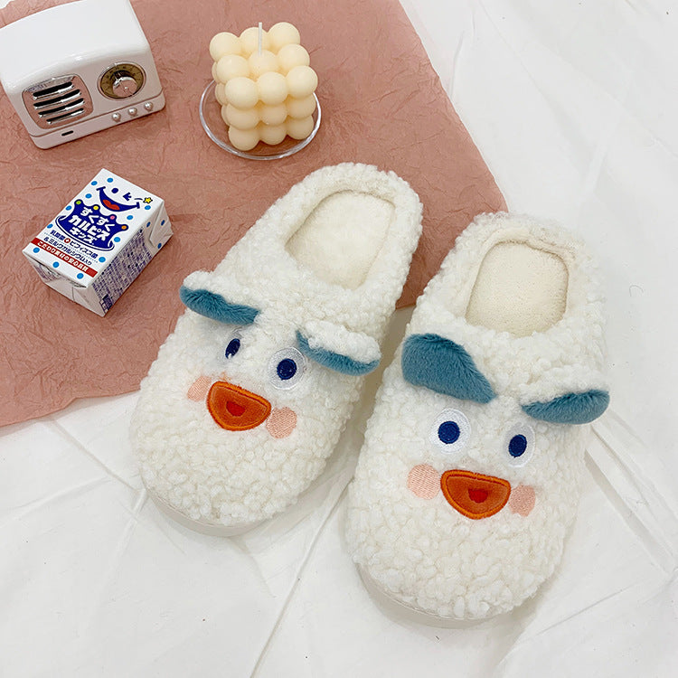 Cartoon Puppy Plush Cotton Slippers Women - Mubimart -  