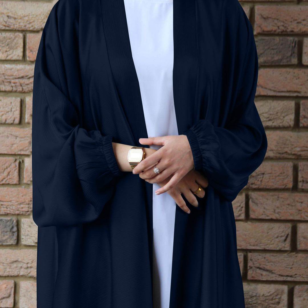 Women's Drawstring Sleeve Plus Size Cardigan Robe - Mubimart
