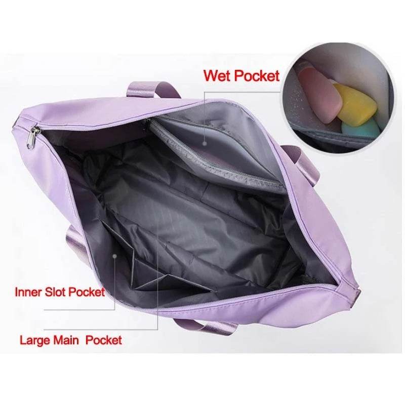 Foldable Storage Travel Bag Waterproof Large Capacity Gym Fitness Bag Weekender Overnight For Women - Mubimart