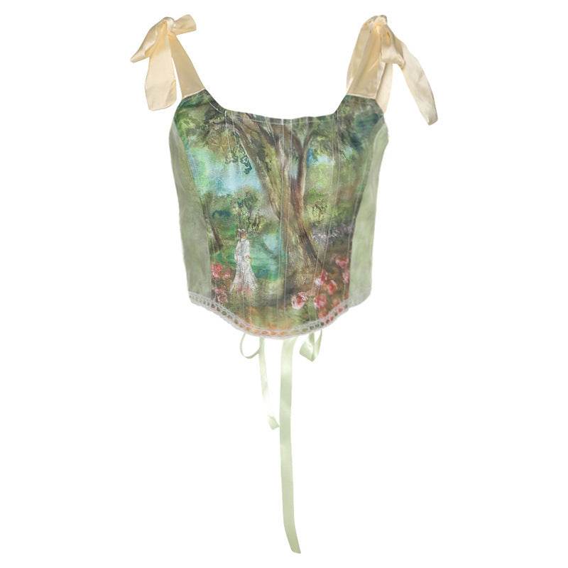Camisole Cropped Navel Slim-fit Print Camisole - Mubimart